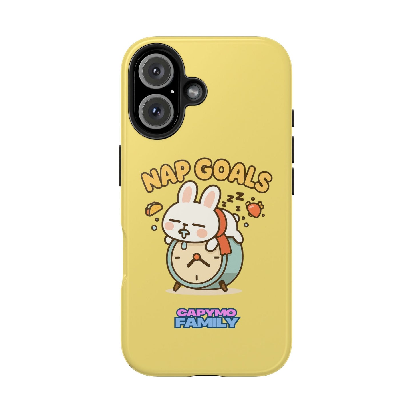 Capymo Family “Nap Goals” Phone Case – Cute Bunny Toto Sleeping on Alarm Clock Cover - Capymo Family