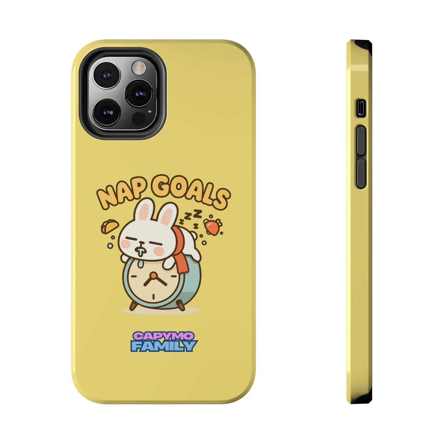 Capymo Family “Nap Goals” Phone Case – Cute Bunny Toto Sleeping on Alarm Clock Cover - Capymo Family