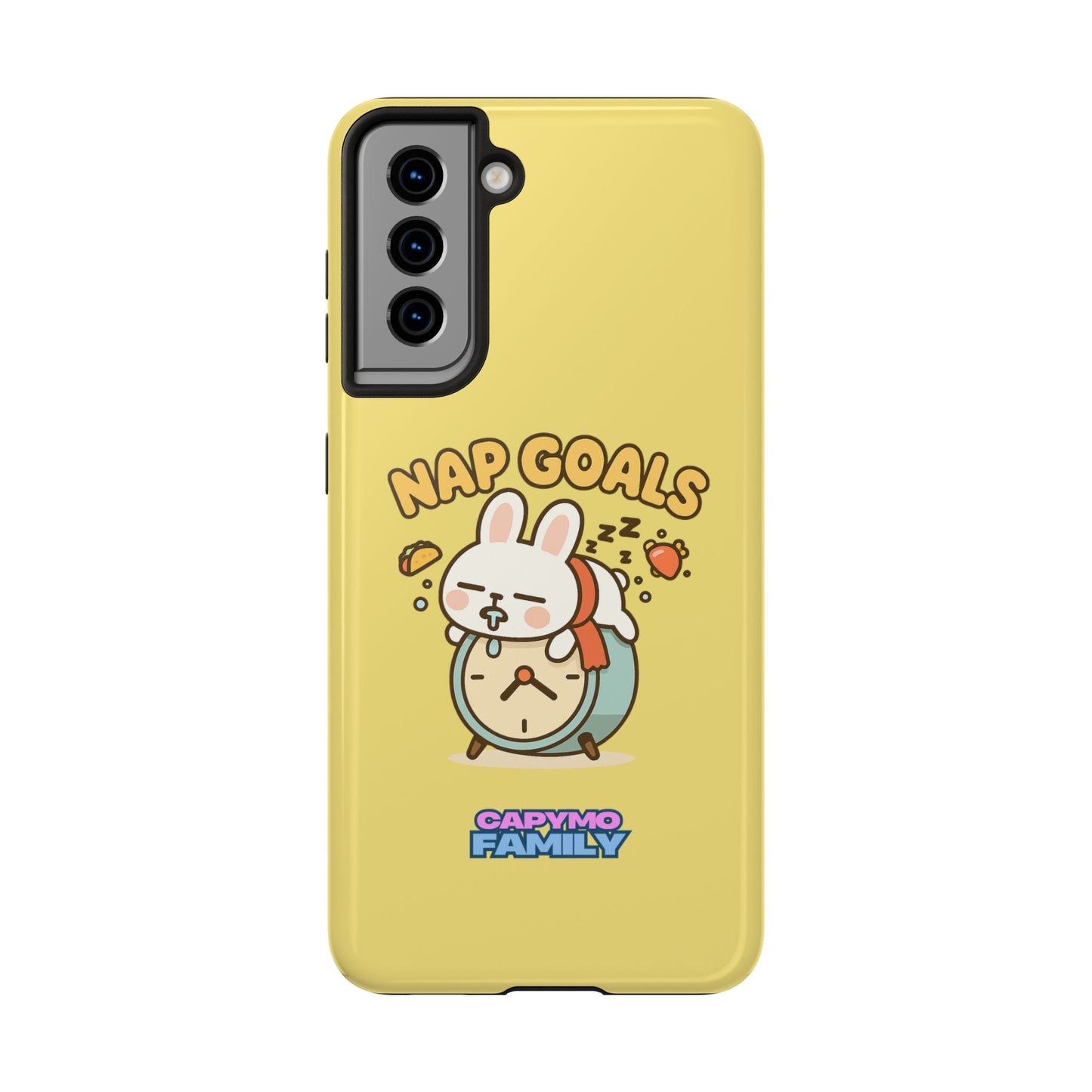 Capymo Family “Nap Goals” Phone Case – Cute Bunny Toto Sleeping on Alarm Clock Cover - Capymo Family