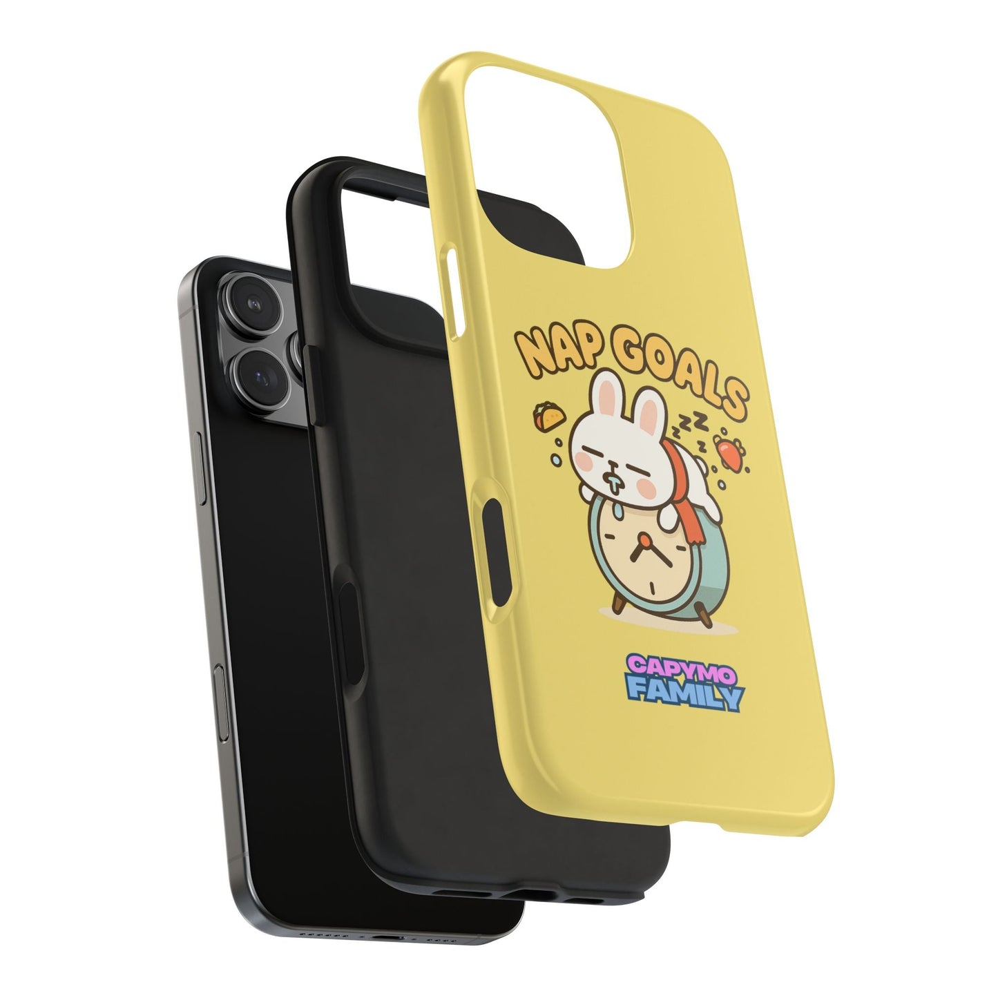 Capymo Family “Nap Goals” Phone Case – Cute Bunny Toto Sleeping on Alarm Clock Cover - Capymo Family