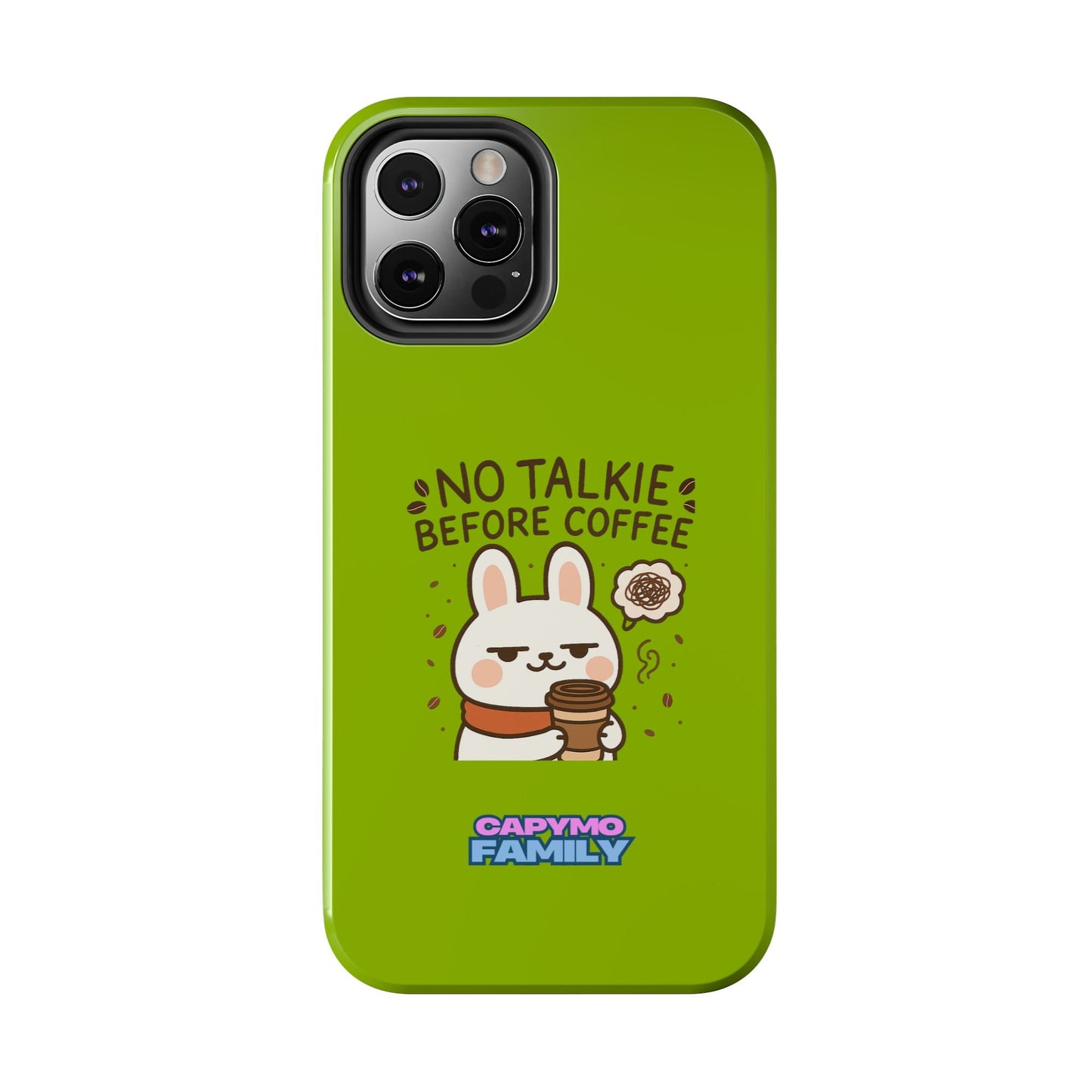 Capymo Family “No Talkie Before Coffee” Phone Case – Grumpy Bunny Morning Mood - Capymo Family