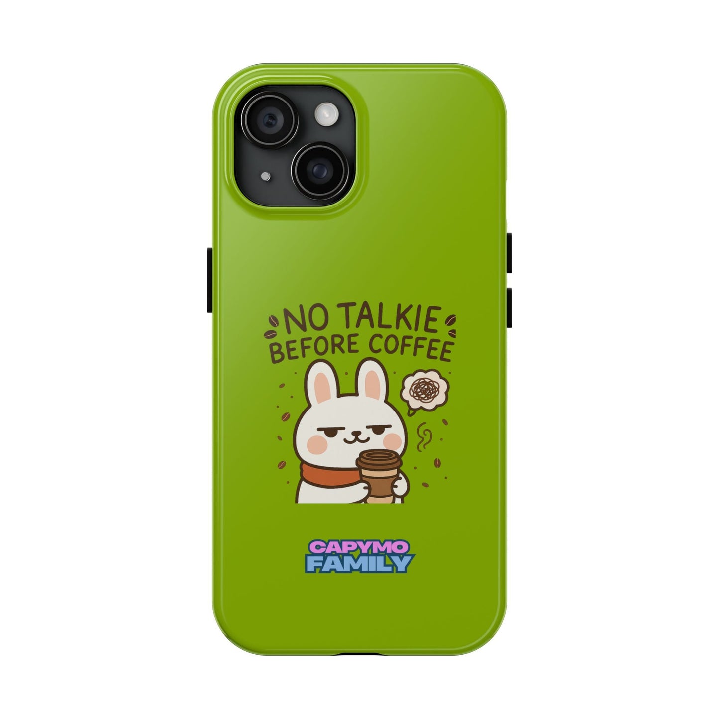 Capymo Family “No Talkie Before Coffee” Phone Case – Grumpy Bunny Morning Mood - Capymo Family