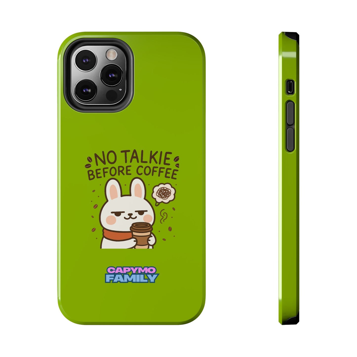 Capymo Family “No Talkie Before Coffee” Phone Case – Grumpy Bunny Morning Mood - Capymo Family