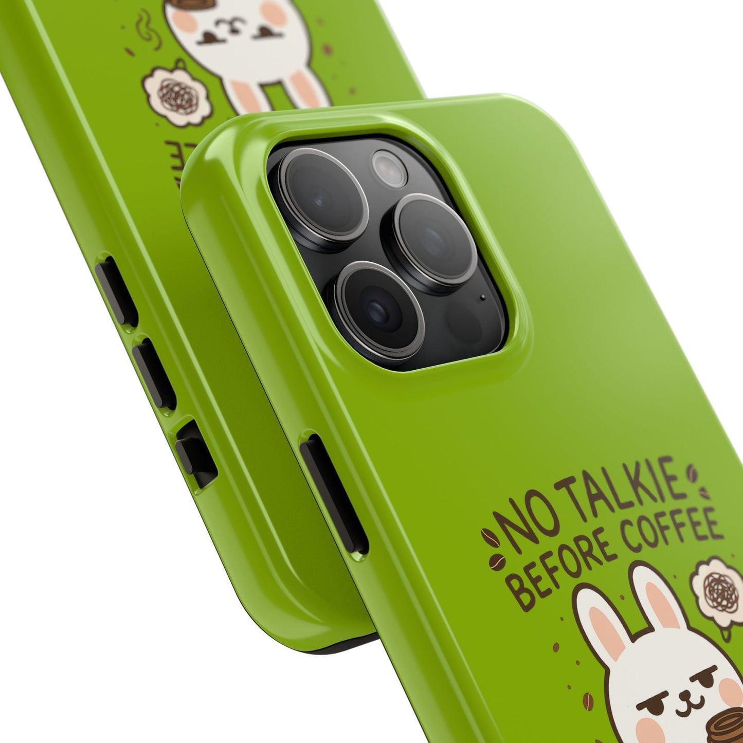 Capymo Family “No Talkie Before Coffee” Phone Case – Grumpy Bunny Morning Mood - Capymo Family