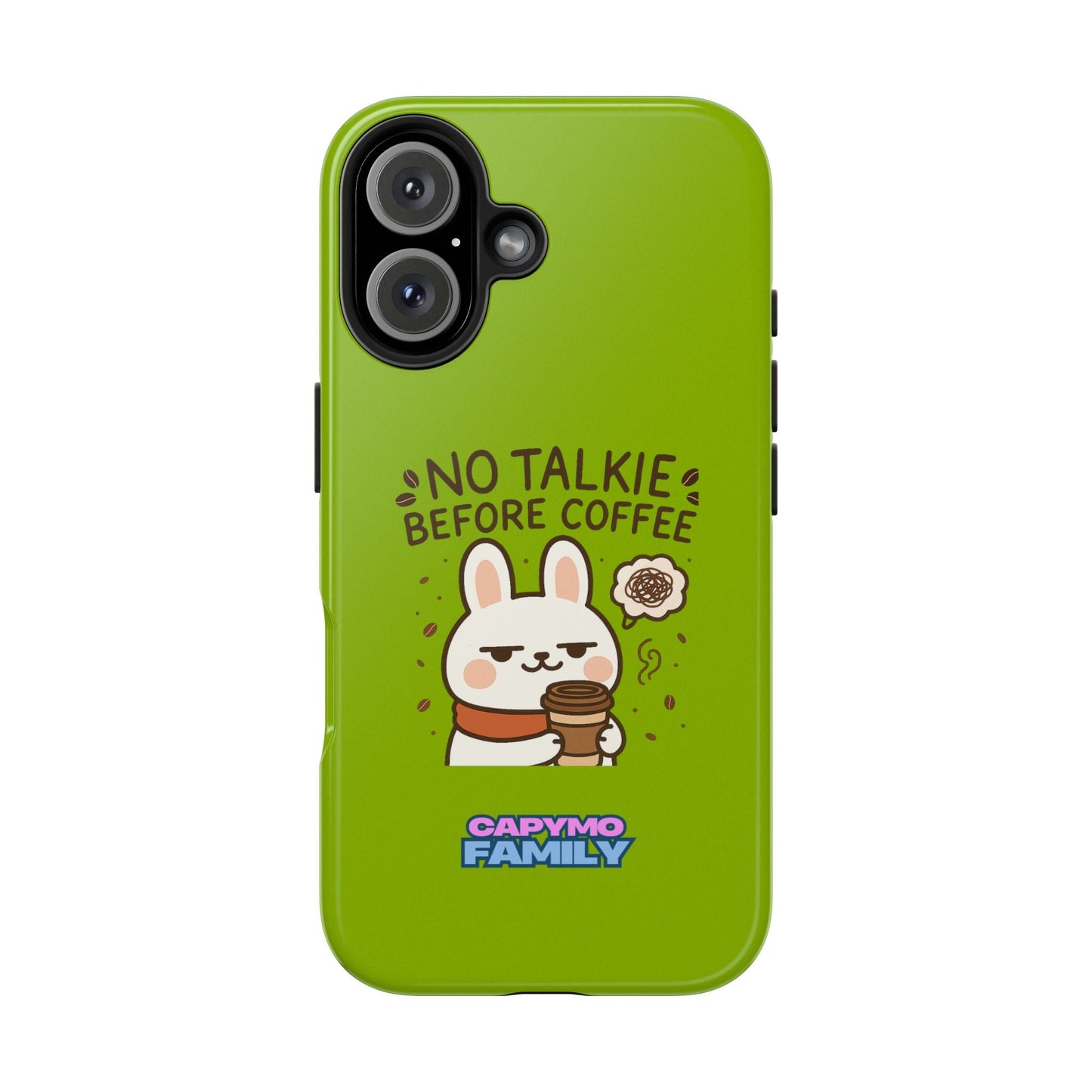 Capymo Family “No Talkie Before Coffee” Phone Case – Grumpy Bunny Morning Mood - Capymo Family
