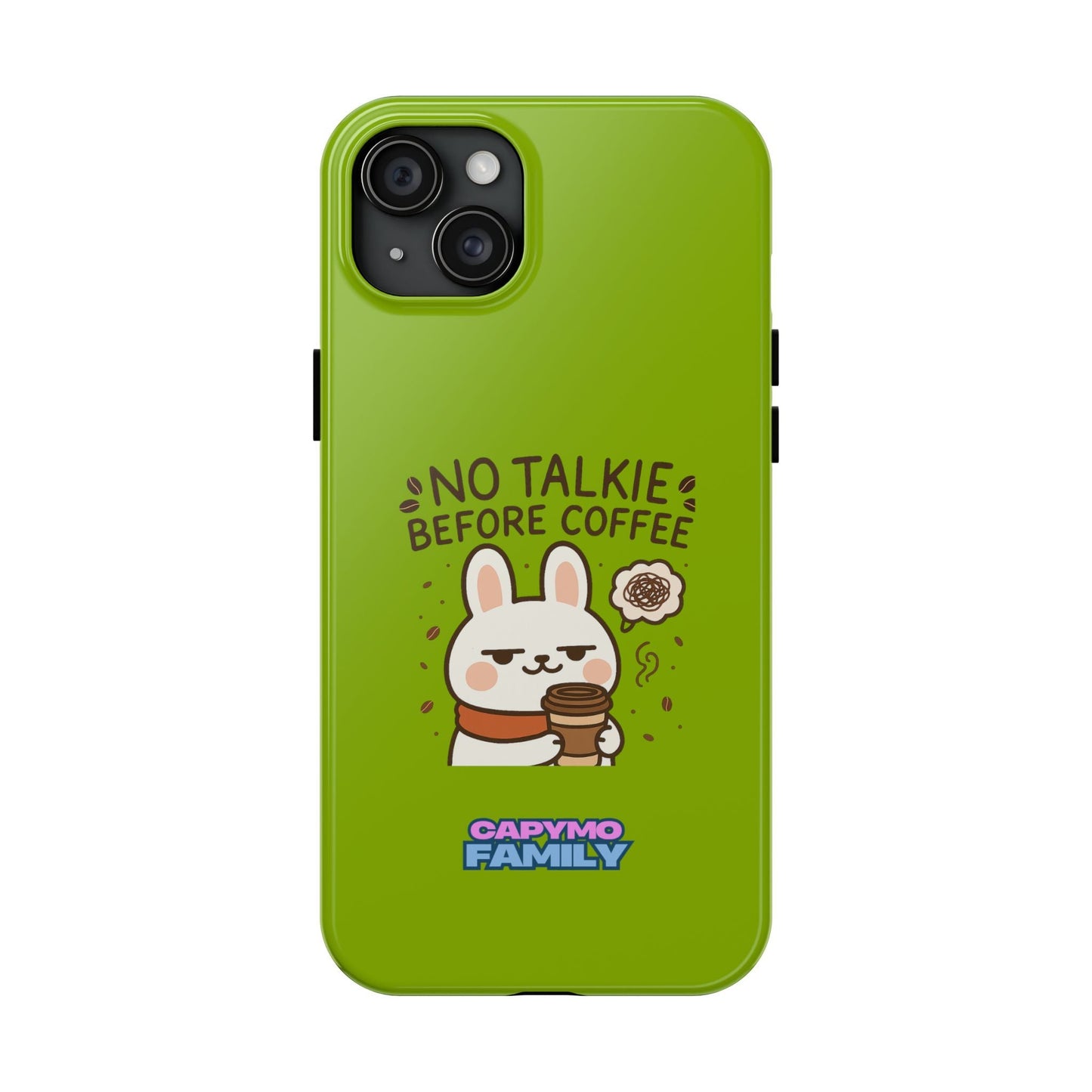 Capymo Family “No Talkie Before Coffee” Phone Case – Grumpy Bunny Morning Mood - Capymo Family