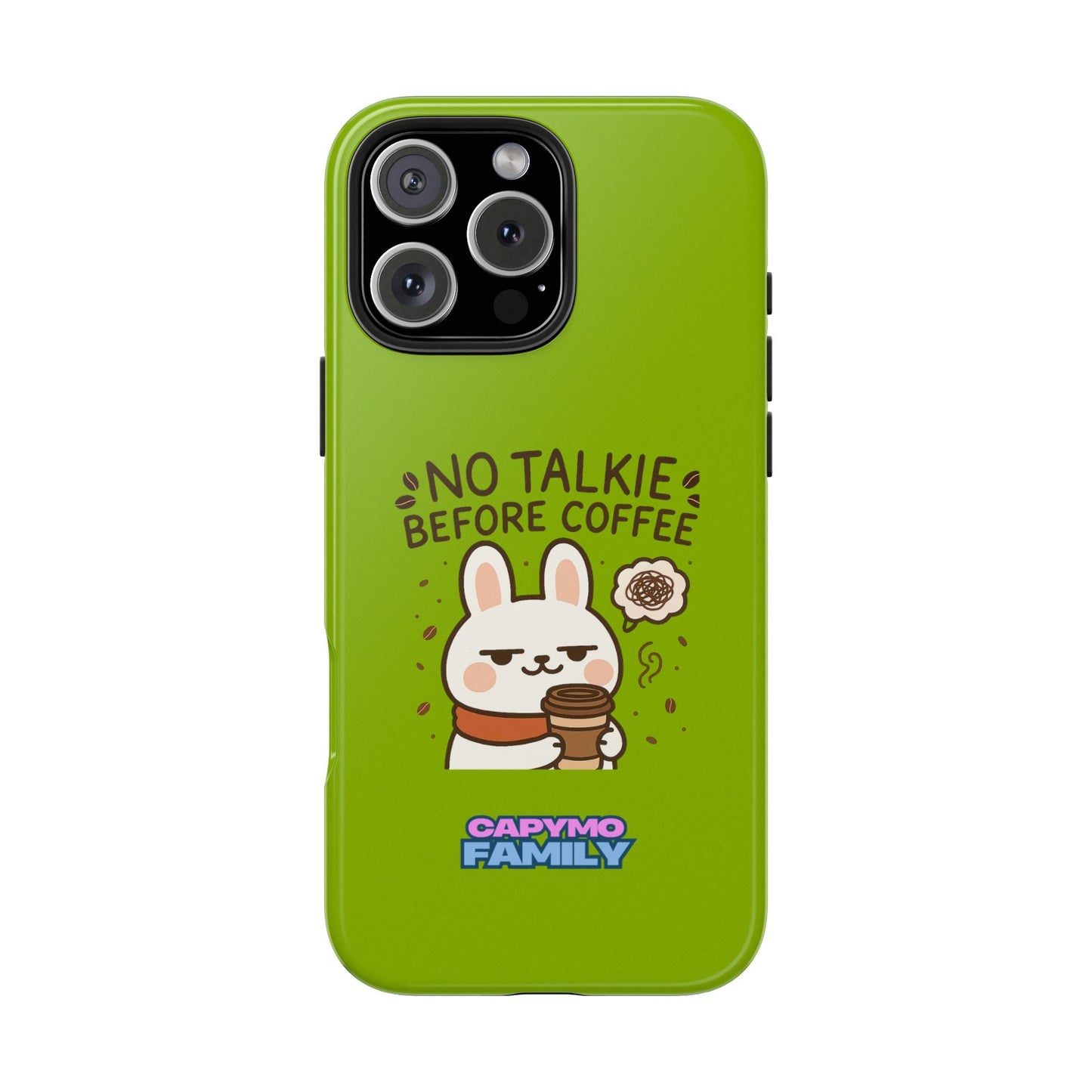 Capymo Family “No Talkie Before Coffee” Phone Case – Grumpy Bunny Morning Mood - Capymo Family