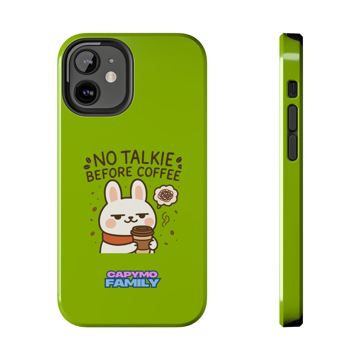 Capymo Family “No Talkie Before Coffee” Phone Case – Grumpy Bunny Morning Mood - Capymo Family