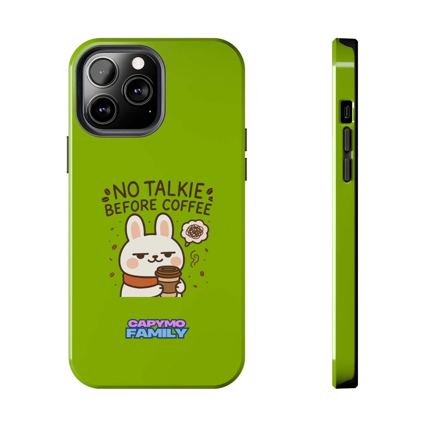Capymo Family “No Talkie Before Coffee” Phone Case – Grumpy Bunny Morning Mood - Capymo Family