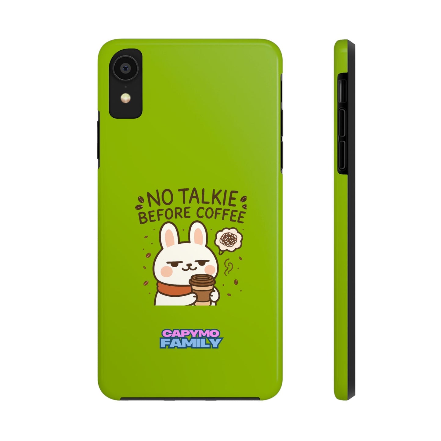 Capymo Family “No Talkie Before Coffee” Phone Case – Grumpy Bunny Morning Mood - Capymo Family
