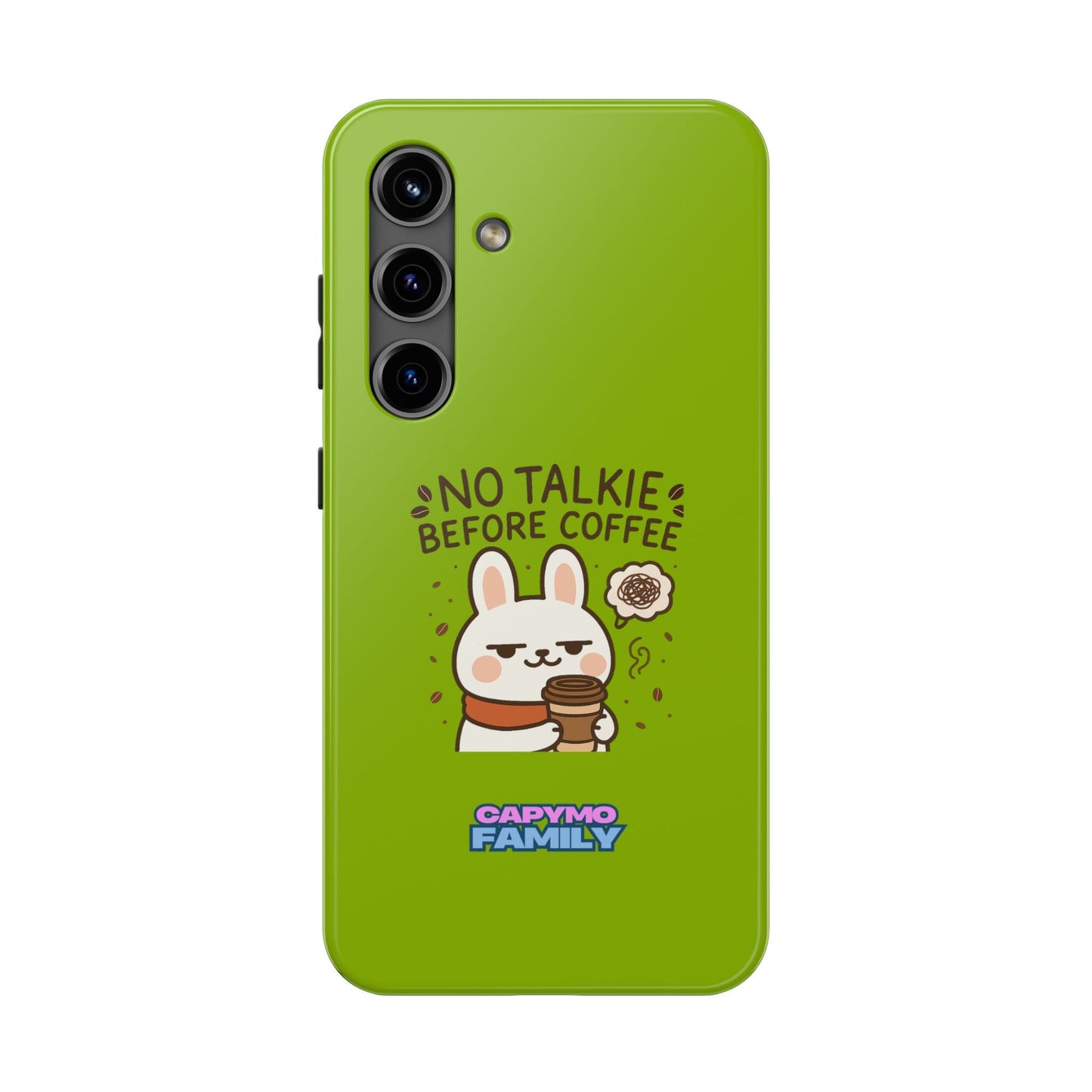 Capymo Family “No Talkie Before Coffee” Phone Case – Grumpy Bunny Morning Mood - Capymo Family