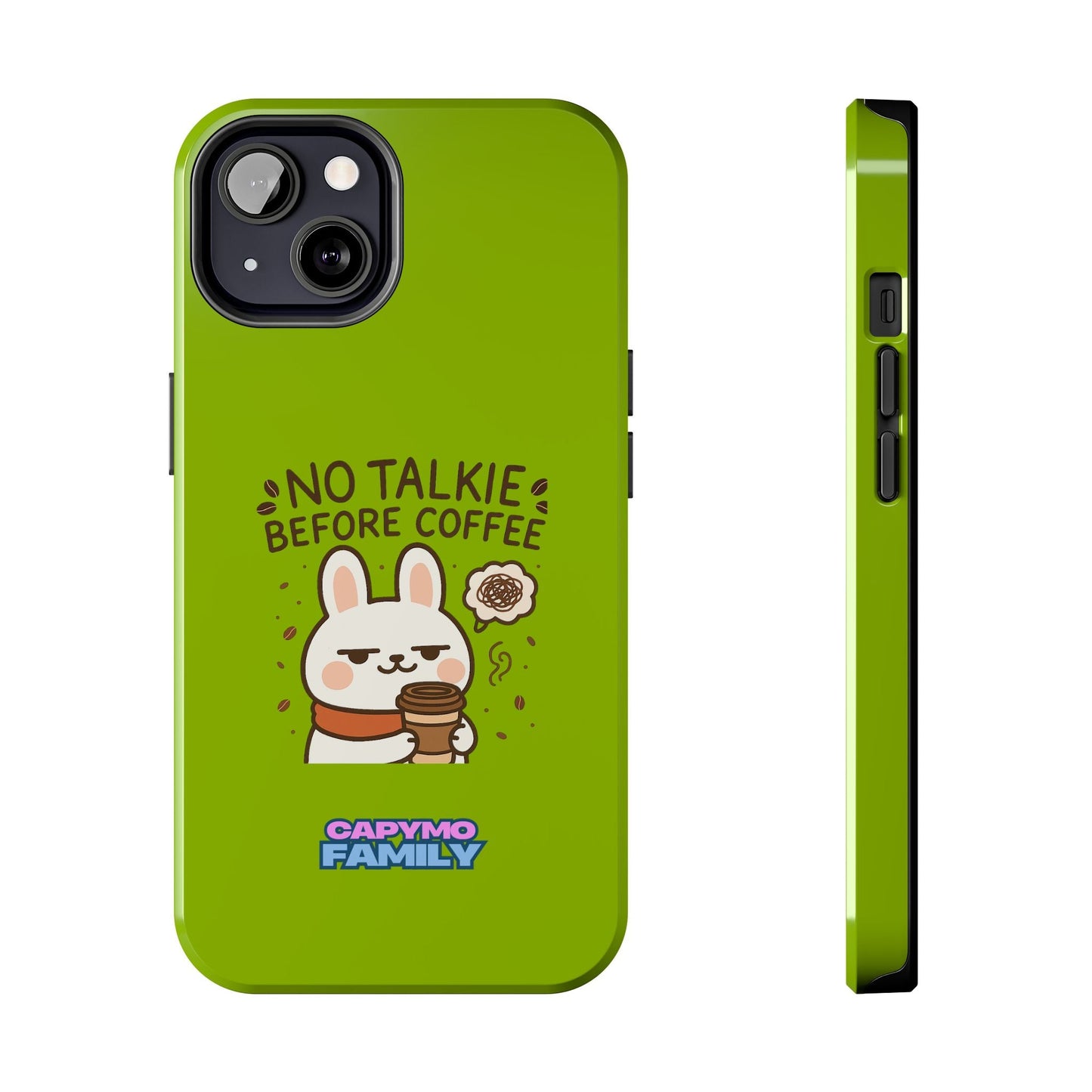 Capymo Family “No Talkie Before Coffee” Phone Case – Grumpy Bunny Morning Mood - Capymo Family