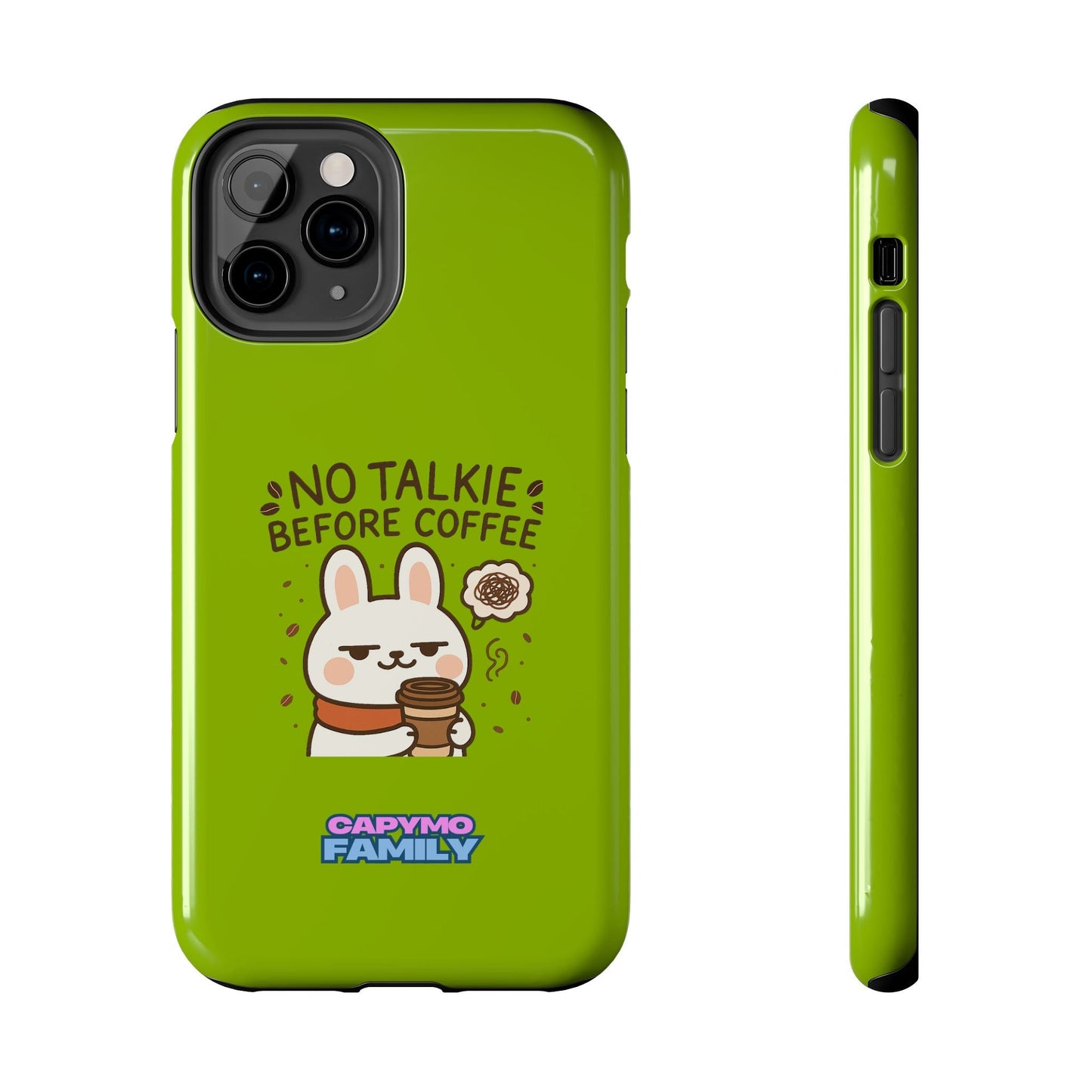 Capymo Family “No Talkie Before Coffee” Phone Case – Grumpy Bunny Morning Mood - Capymo Family