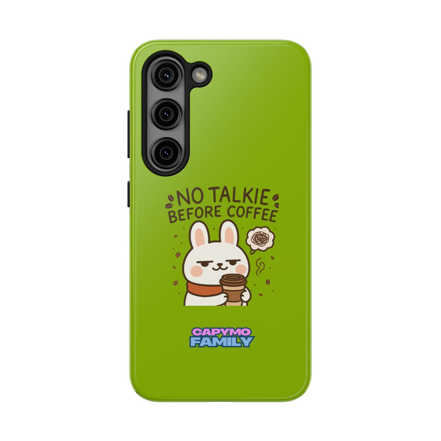 Capymo Family “No Talkie Before Coffee” Phone Case – Grumpy Bunny Morning Mood - Capymo Family