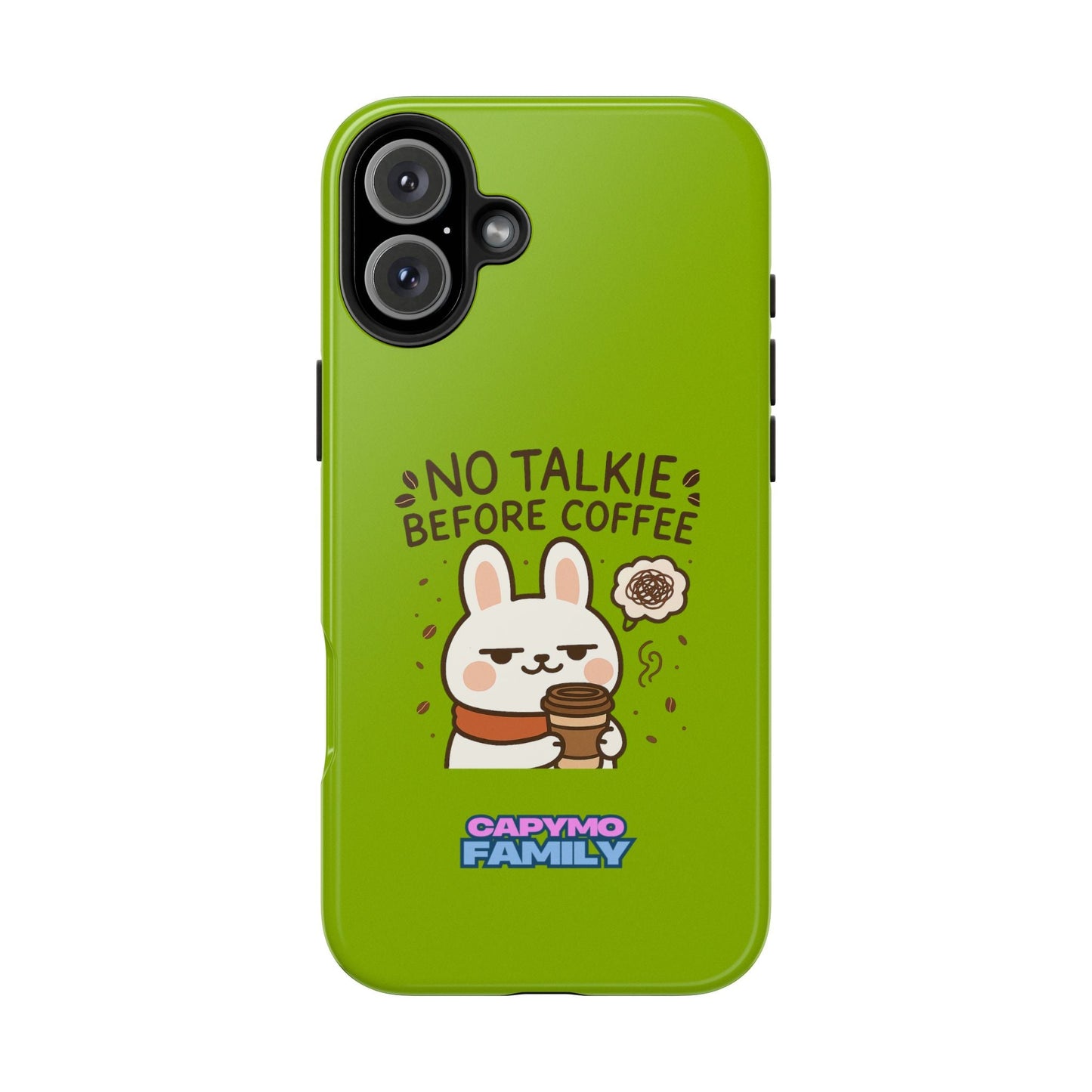 Capymo Family “No Talkie Before Coffee” Phone Case – Grumpy Bunny Morning Mood - Capymo Family