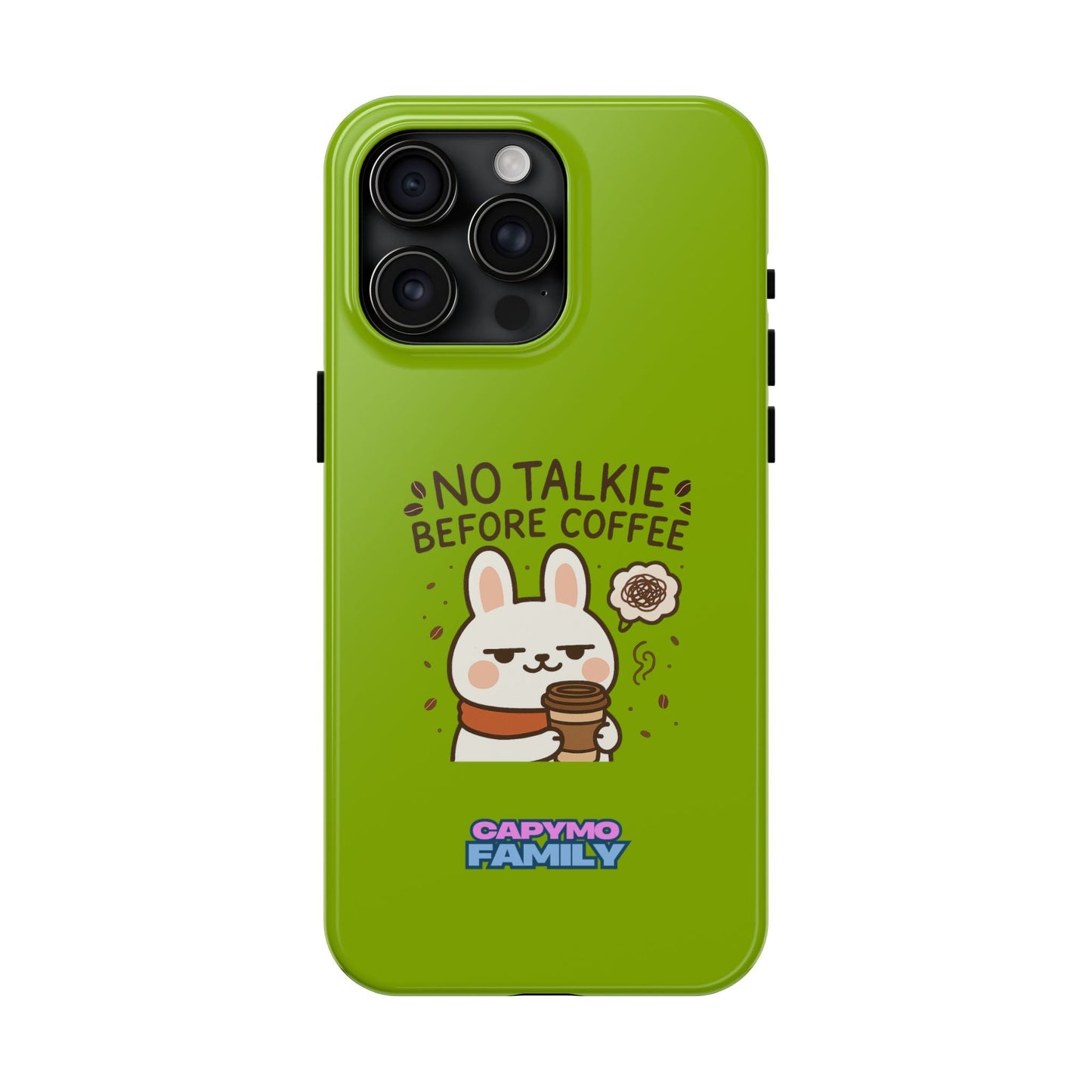Capymo Family “No Talkie Before Coffee” Phone Case – Grumpy Bunny Morning Mood - Capymo Family