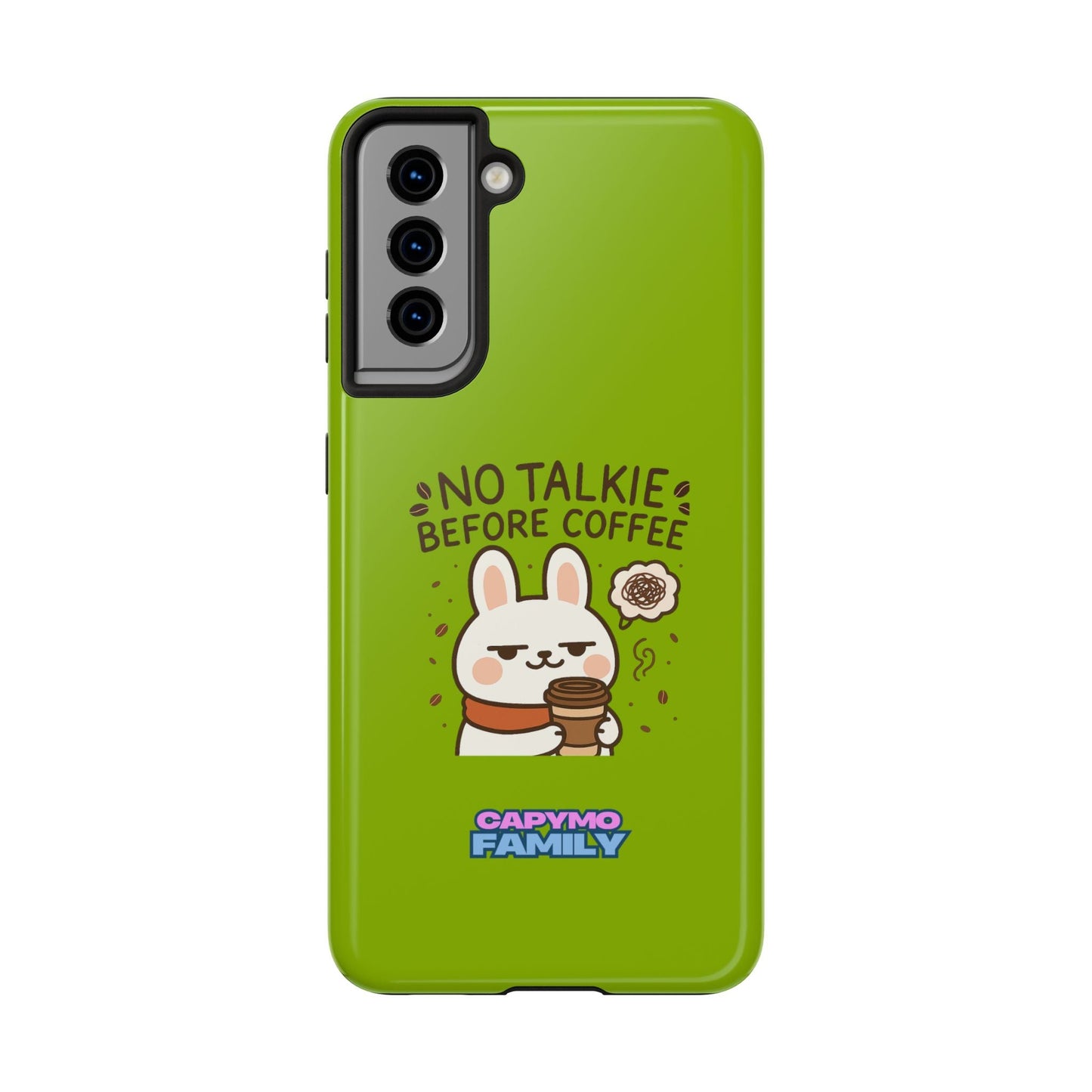 Capymo Family “No Talkie Before Coffee” Phone Case – Grumpy Bunny Morning Mood - Capymo Family