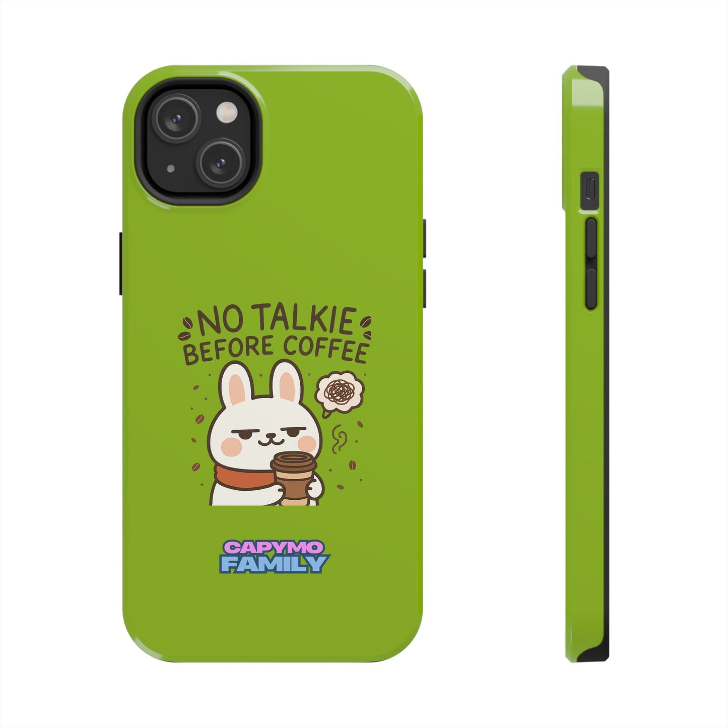 Capymo Family “No Talkie Before Coffee” Phone Case – Grumpy Bunny Morning Mood - Capymo Family