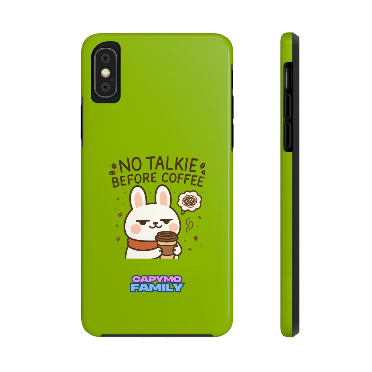Capymo Family “No Talkie Before Coffee” Phone Case – Grumpy Bunny Morning Mood - Capymo Family