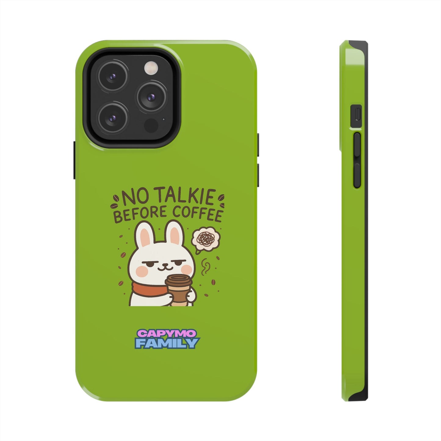 Capymo Family “No Talkie Before Coffee” Phone Case – Grumpy Bunny Morning Mood - Capymo Family