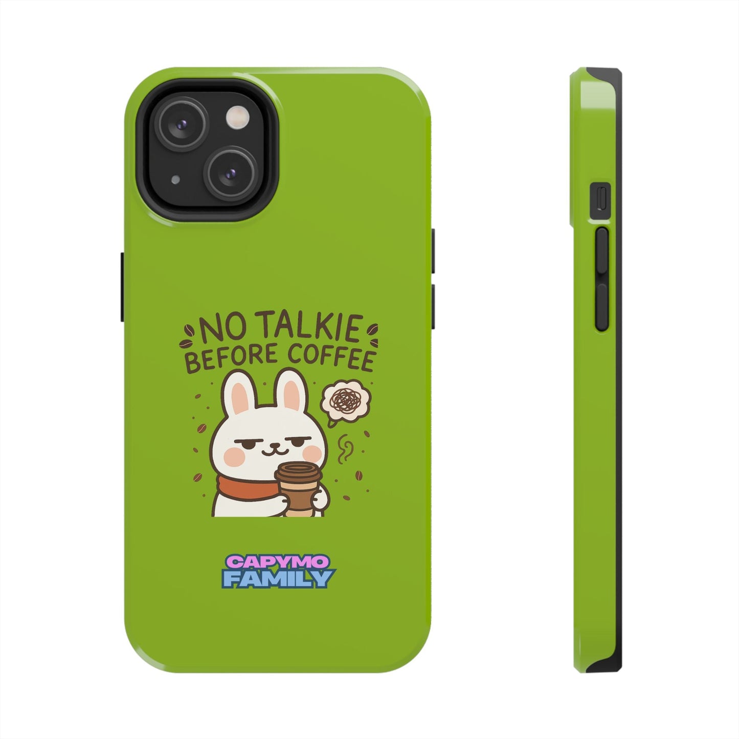 Capymo Family “No Talkie Before Coffee” Phone Case – Grumpy Bunny Morning Mood - Capymo Family