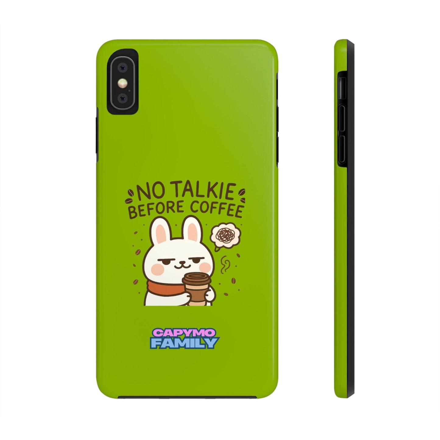 Capymo Family “No Talkie Before Coffee” Phone Case – Grumpy Bunny Morning Mood - Capymo Family