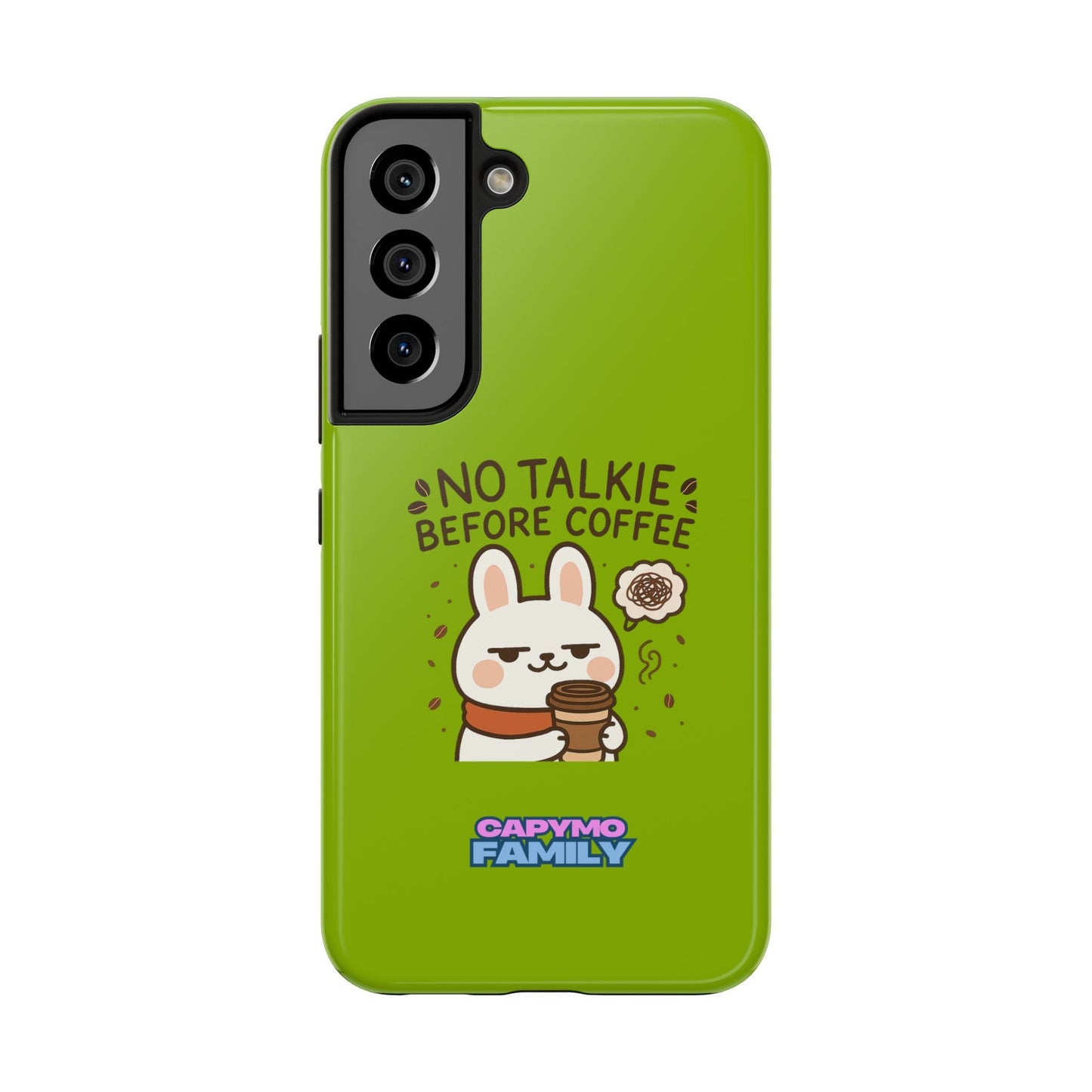 Capymo Family “No Talkie Before Coffee” Phone Case – Grumpy Bunny Morning Mood - Capymo Family