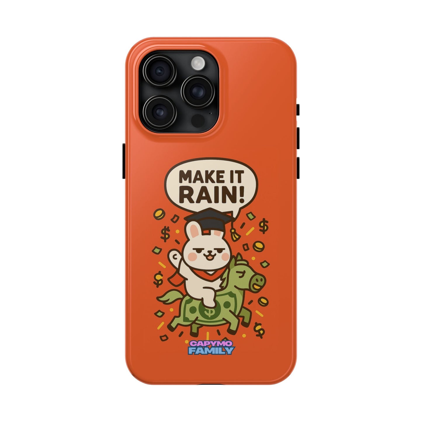 Capymo Family Playful Cute Cartoon Bunny Tough Phone Case –"Make It Rain" Bunny "Toto" Phone Case - Capymo Family