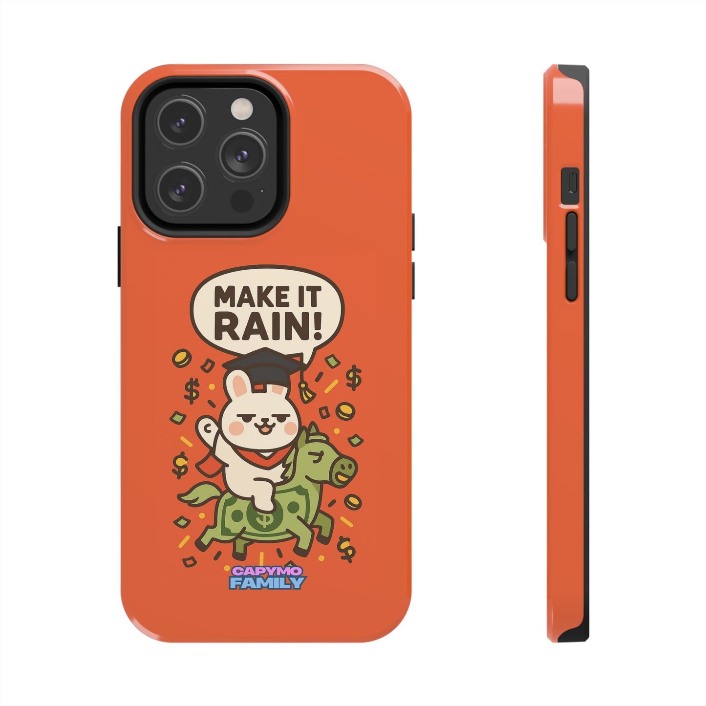 Capymo Family Playful Cute Cartoon Bunny Tough Phone Case –"Make It Rain" Bunny "Toto" Phone Case - Capymo Family