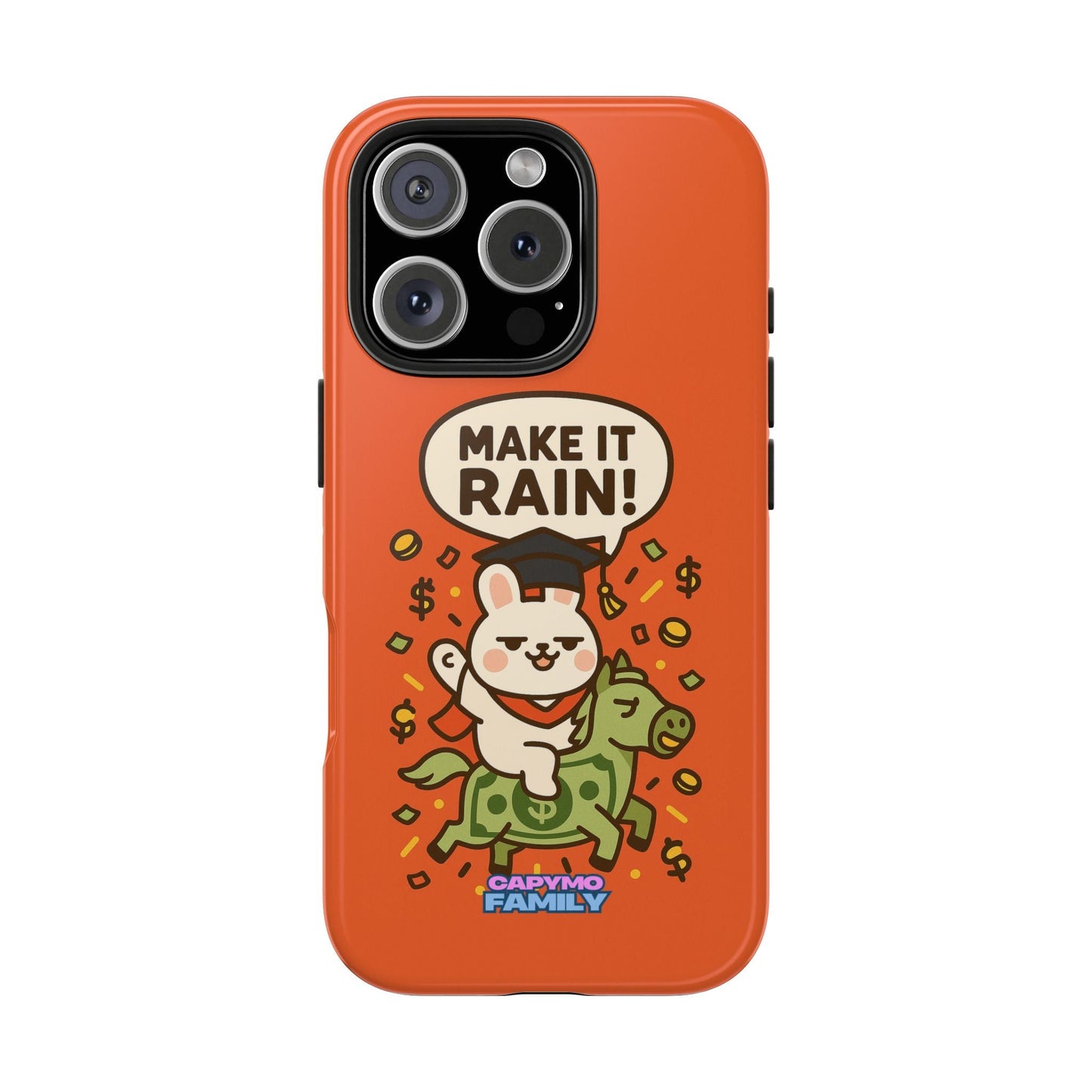 Capymo Family Playful Cute Cartoon Bunny Tough Phone Case –"Make It Rain" Bunny "Toto" Phone Case - Capymo Family