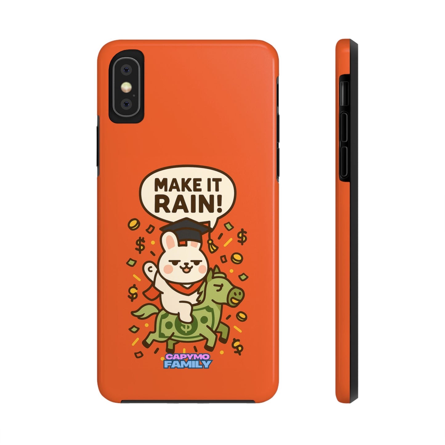 Capymo Family Playful Cute Cartoon Bunny Tough Phone Case –"Make It Rain" Bunny "Toto" Phone Case - Capymo Family