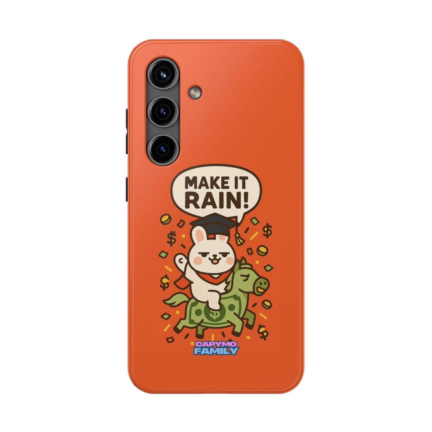 Capymo Family Playful Cute Cartoon Bunny Tough Phone Case –"Make It Rain" Bunny "Toto" Phone Case - Capymo Family