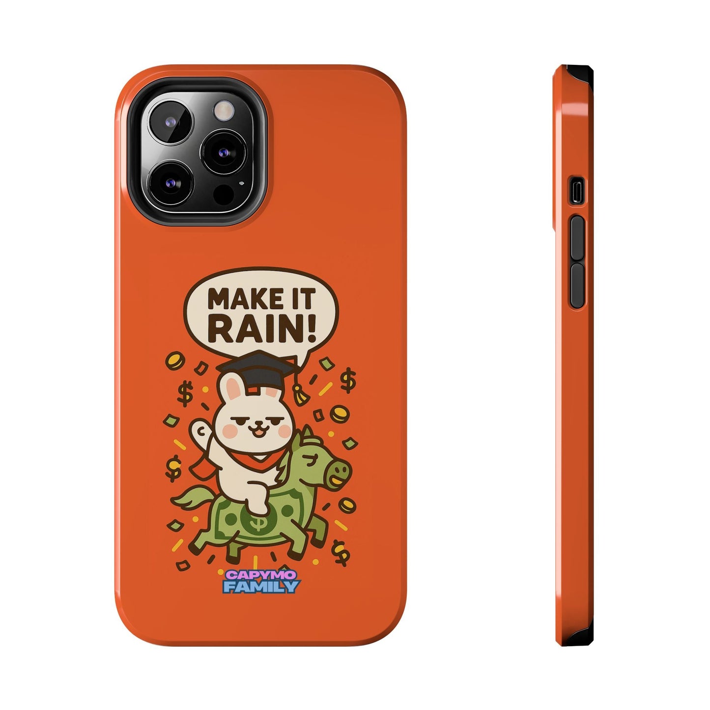 Capymo Family Playful Cute Cartoon Bunny Tough Phone Case –"Make It Rain" Bunny "Toto" Phone Case - Capymo Family