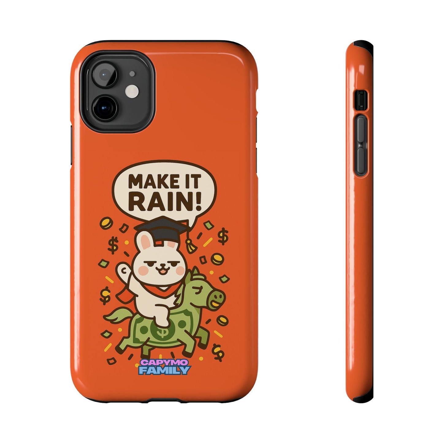 Capymo Family Playful Cute Cartoon Bunny Tough Phone Case –"Make It Rain" Bunny "Toto" Phone Case - Capymo Family