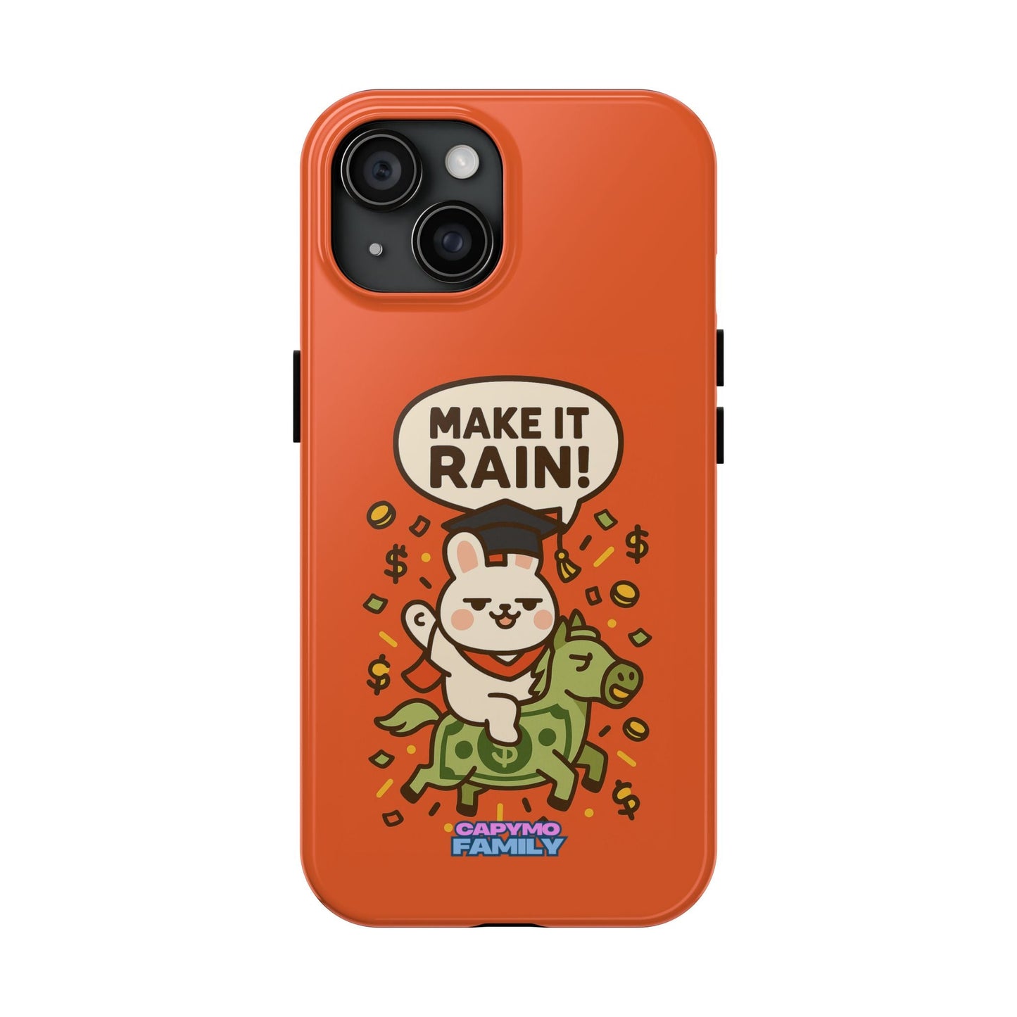 Capymo Family Playful Cute Cartoon Bunny Tough Phone Case –"Make It Rain" Bunny "Toto" Phone Case - Capymo Family
