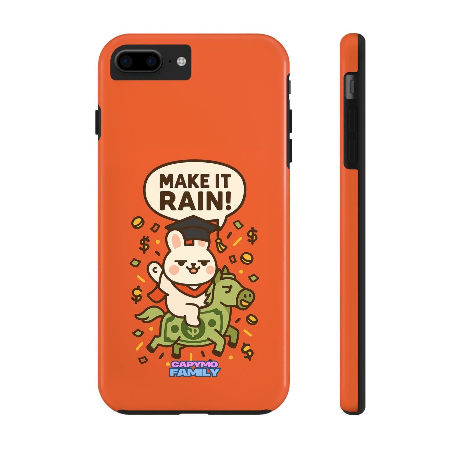 Capymo Family Playful Cute Cartoon Bunny Tough Phone Case –"Make It Rain" Bunny "Toto" Phone Case - Capymo Family