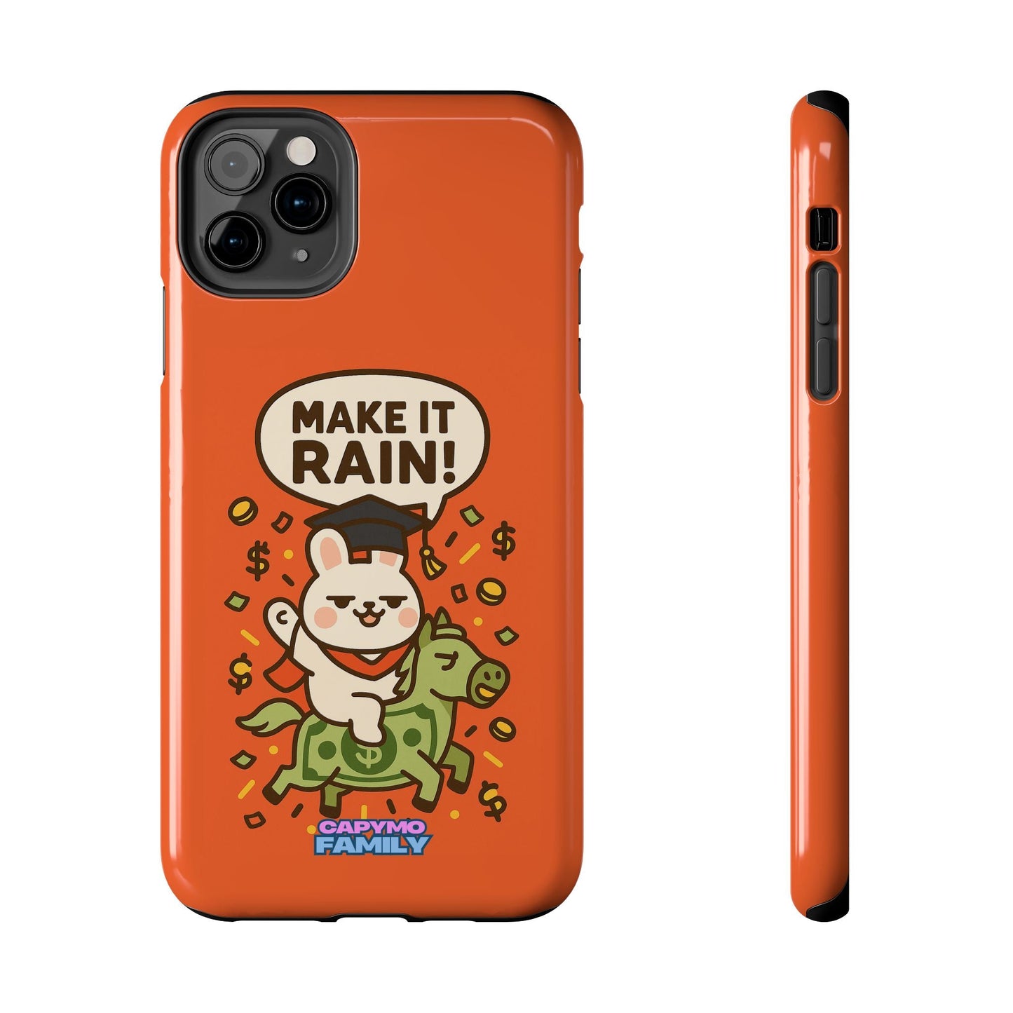Capymo Family Playful Cute Cartoon Bunny Tough Phone Case –"Make It Rain" Bunny "Toto" Phone Case - Capymo Family