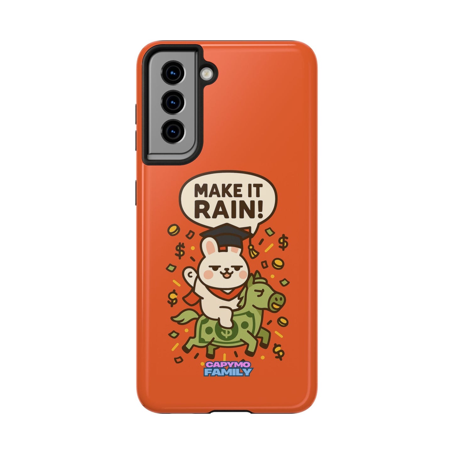 Capymo Family Playful Cute Cartoon Bunny Tough Phone Case –"Make It Rain" Bunny "Toto" Phone Case - Capymo Family