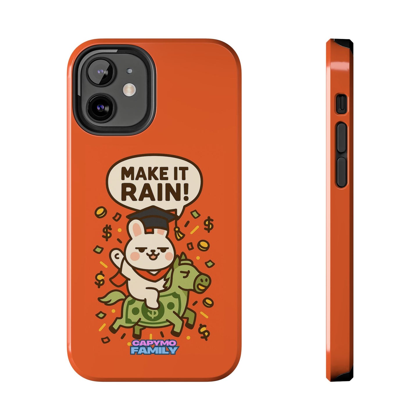 Capymo Family Playful Cute Cartoon Bunny Tough Phone Case –"Make It Rain" Bunny "Toto" Phone Case - Capymo Family