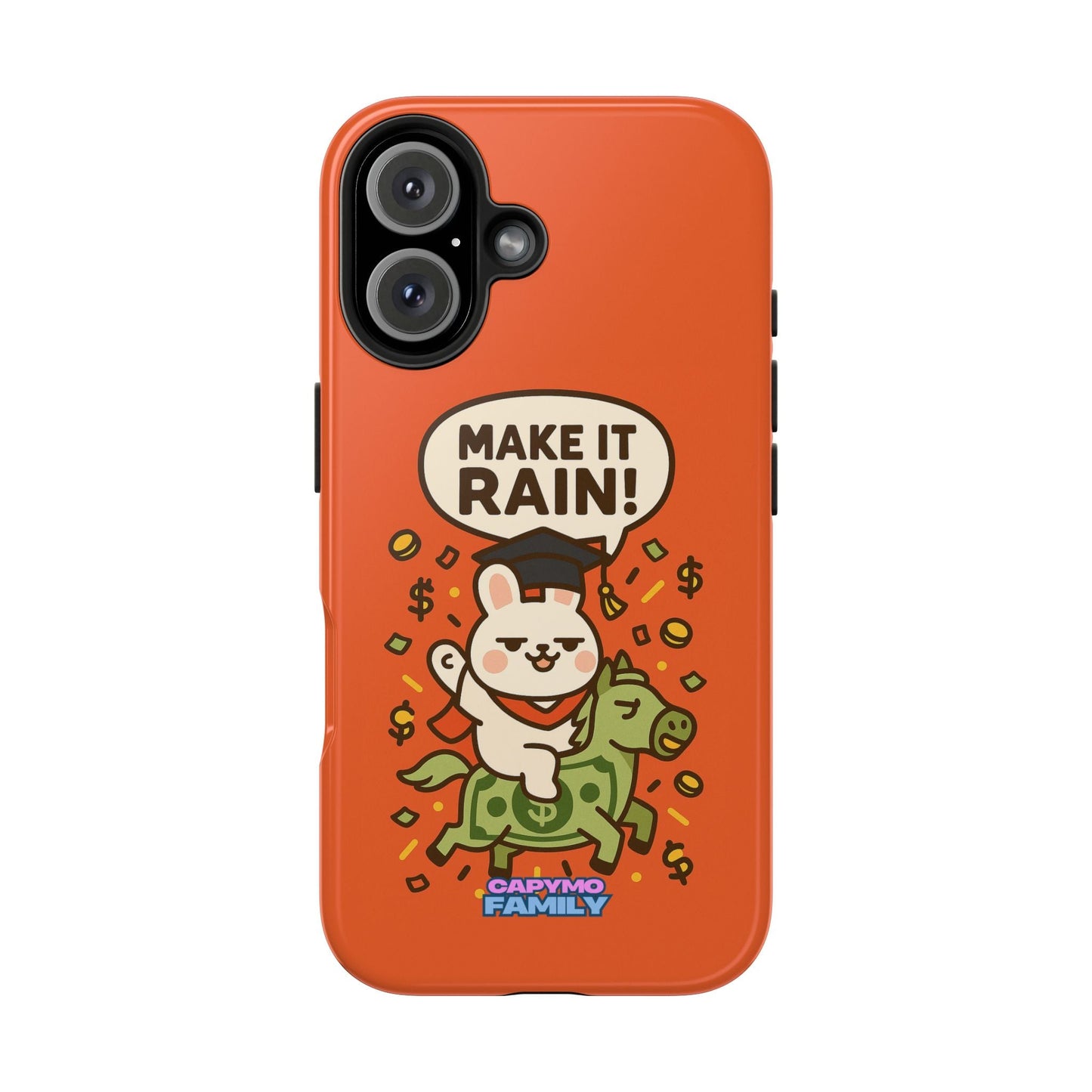Capymo Family Playful Cute Cartoon Bunny Tough Phone Case –"Make It Rain" Bunny "Toto" Phone Case - Capymo Family
