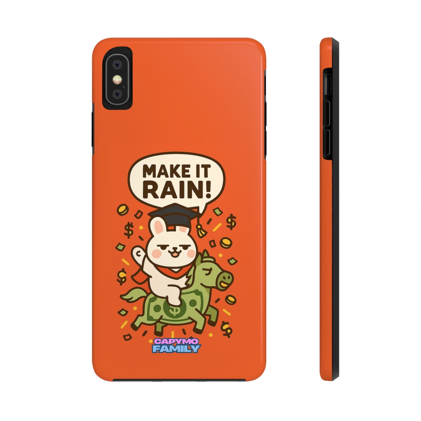 Capymo Family Playful Cute Cartoon Bunny Tough Phone Case –"Make It Rain" Bunny "Toto" Phone Case - Capymo Family