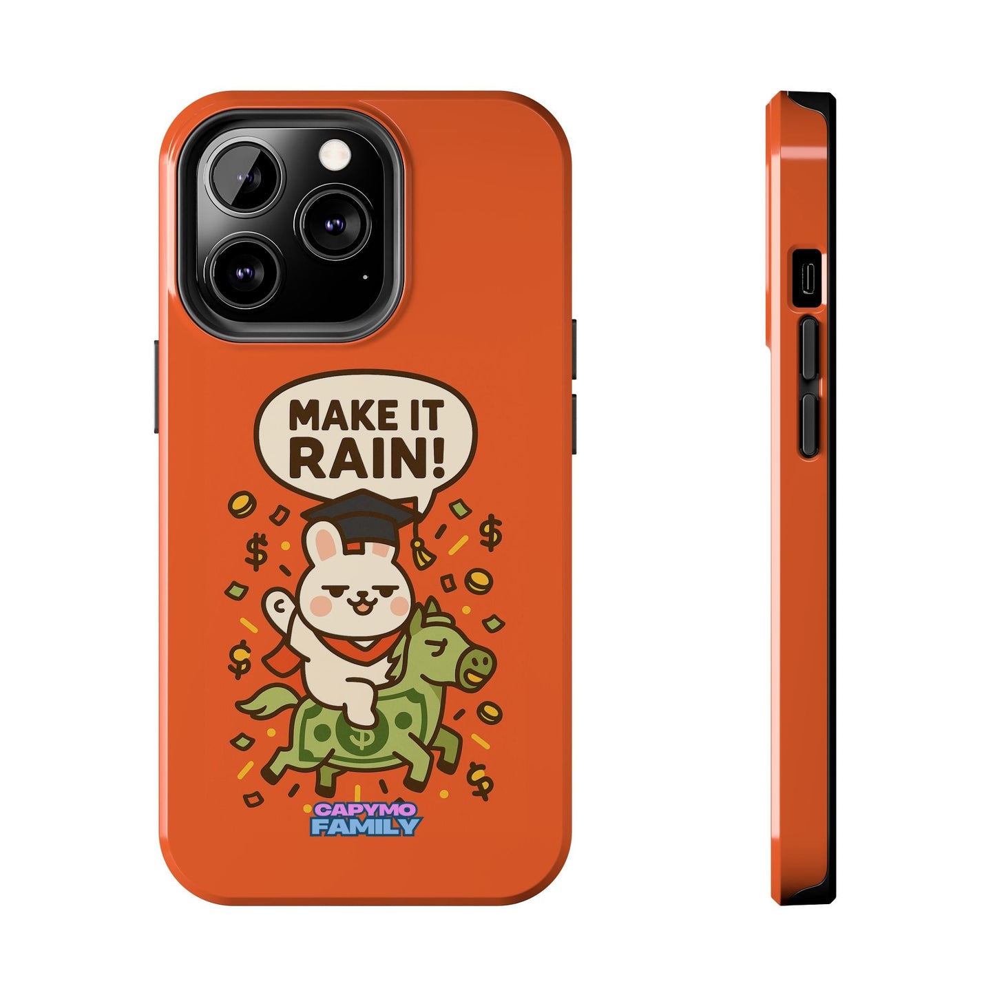 Capymo Family Playful Cute Cartoon Bunny Tough Phone Case –"Make It Rain" Bunny "Toto" Phone Case - Capymo Family
