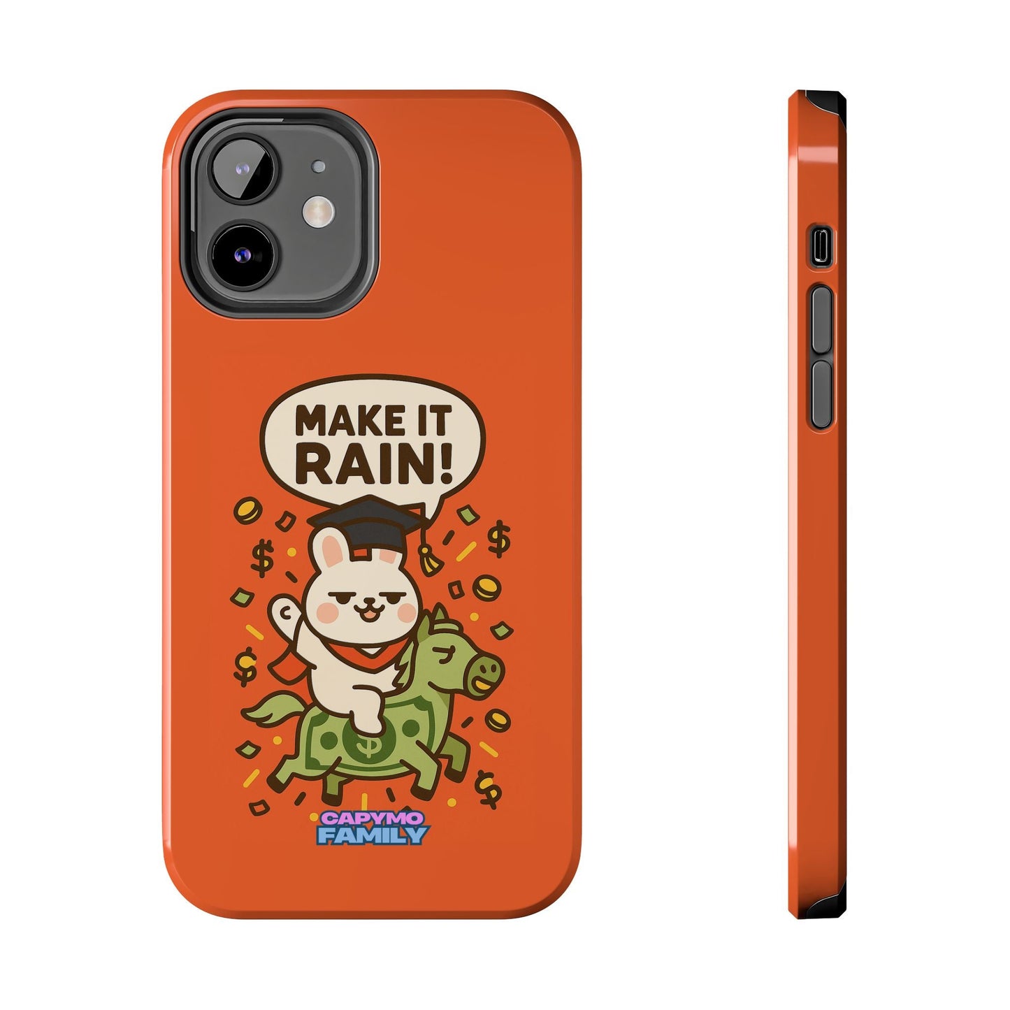 Capymo Family Playful Cute Cartoon Bunny Tough Phone Case –"Make It Rain" Bunny "Toto" Phone Case - Capymo Family