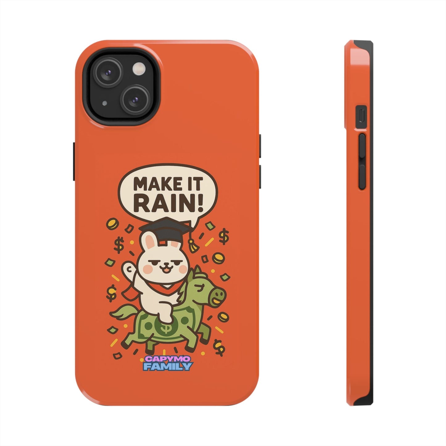 Capymo Family Playful Cute Cartoon Bunny Tough Phone Case –"Make It Rain" Bunny "Toto" Phone Case - Capymo Family