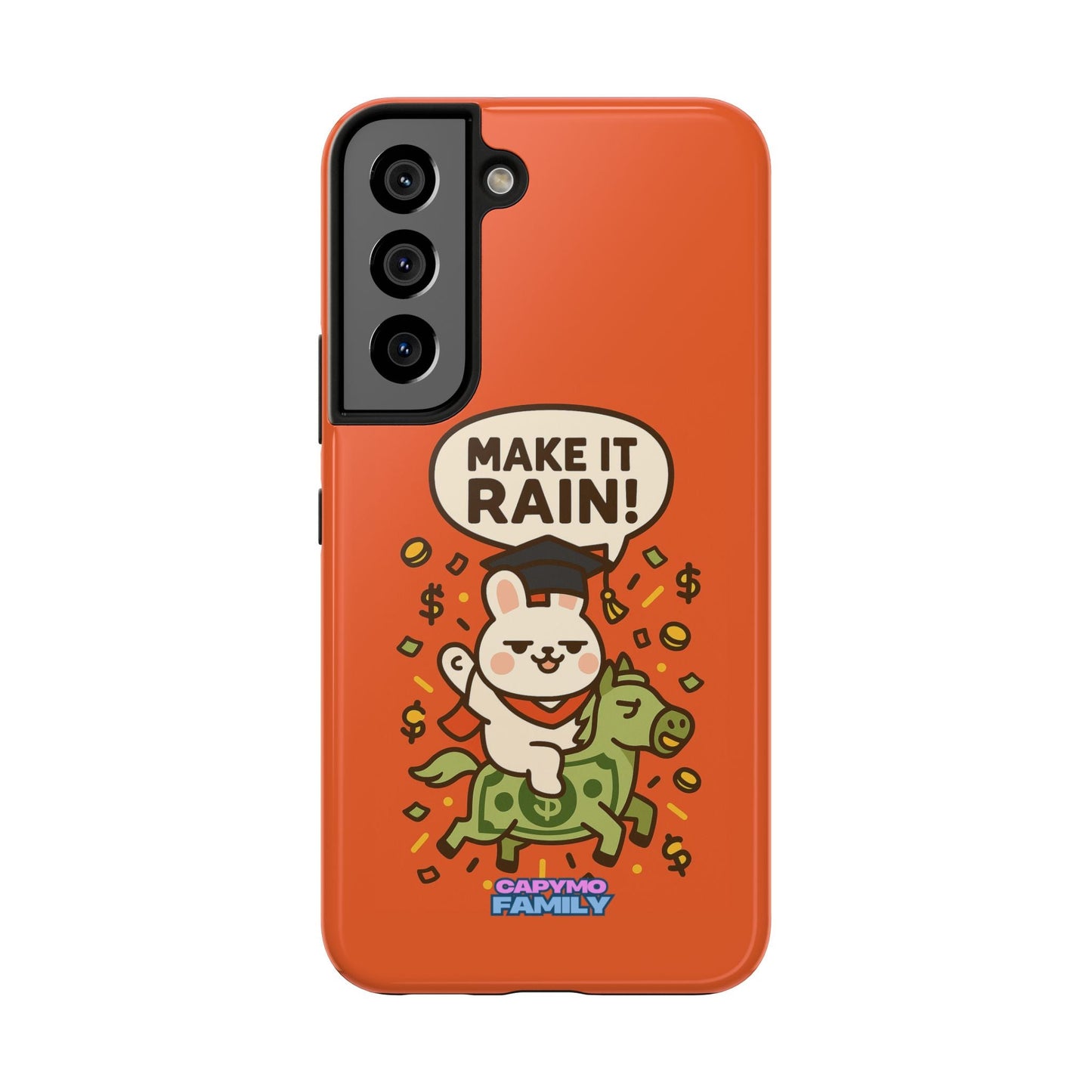 Capymo Family Playful Cute Cartoon Bunny Tough Phone Case –"Make It Rain" Bunny "Toto" Phone Case - Capymo Family