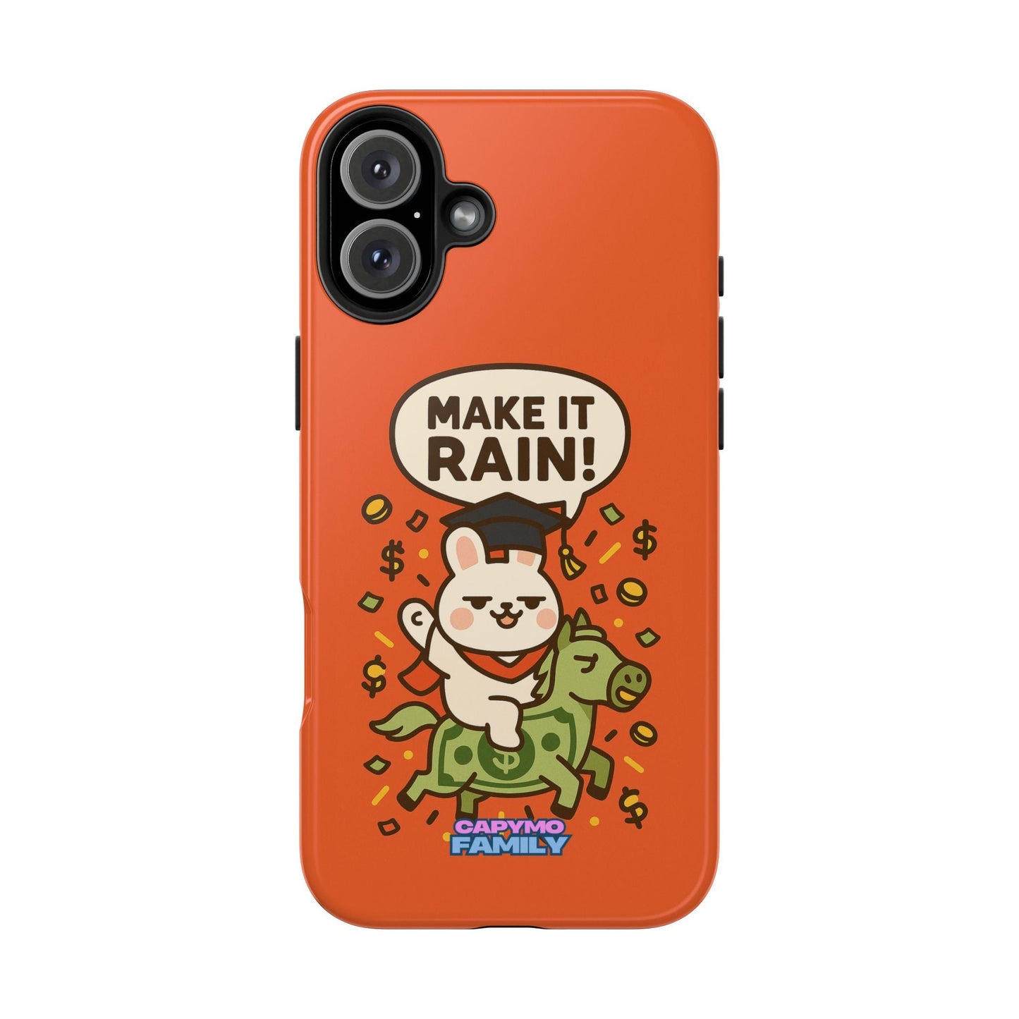 Capymo Family Playful Cute Cartoon Bunny Tough Phone Case –"Make It Rain" Bunny "Toto" Phone Case - Capymo Family