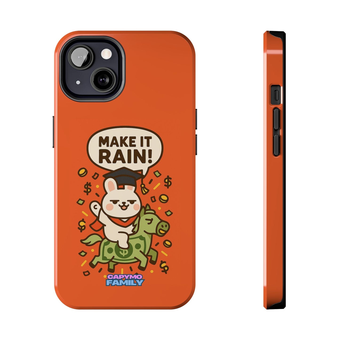Capymo Family Playful Cute Cartoon Bunny Tough Phone Case –"Make It Rain" Bunny "Toto" Phone Case - Capymo Family