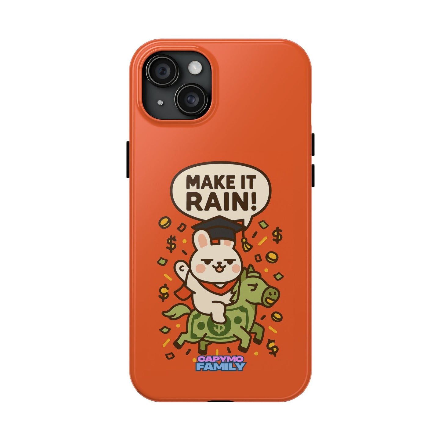 Capymo Family Playful Cute Cartoon Bunny Tough Phone Case –"Make It Rain" Bunny "Toto" Phone Case - Capymo Family