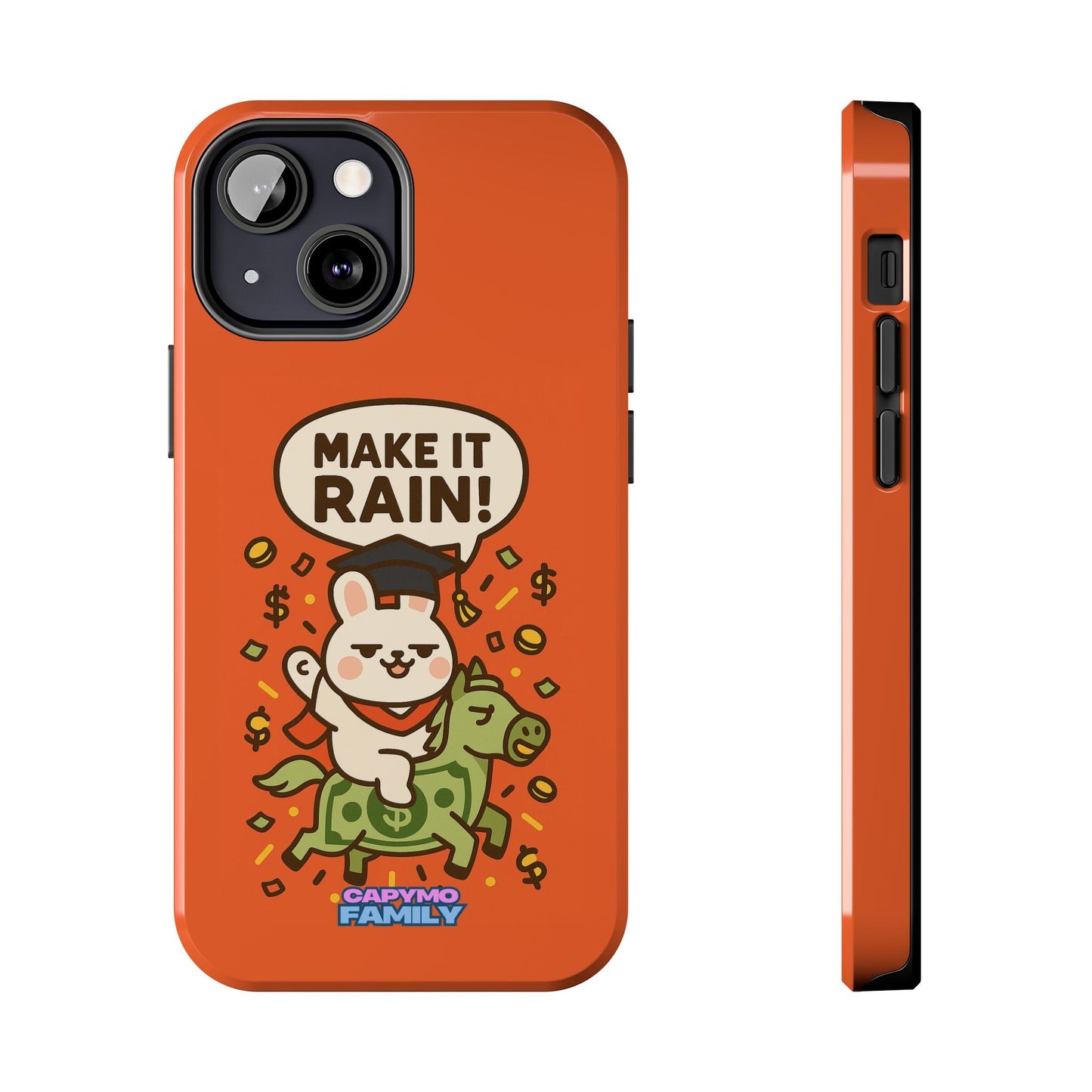 Capymo Family Playful Cute Cartoon Bunny Tough Phone Case –"Make It Rain" Bunny "Toto" Phone Case - Capymo Family