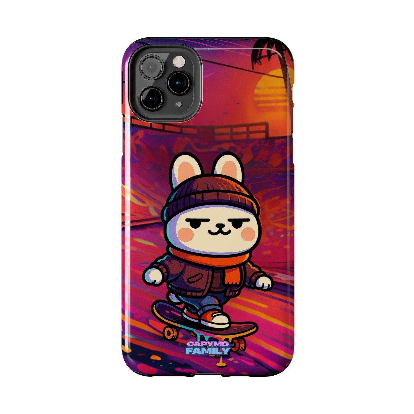 Capymo Family Sunset Skate Bunny Phone Case – Vibrant Skatepark Bunny "Toto" Phone Case - Capymo Family